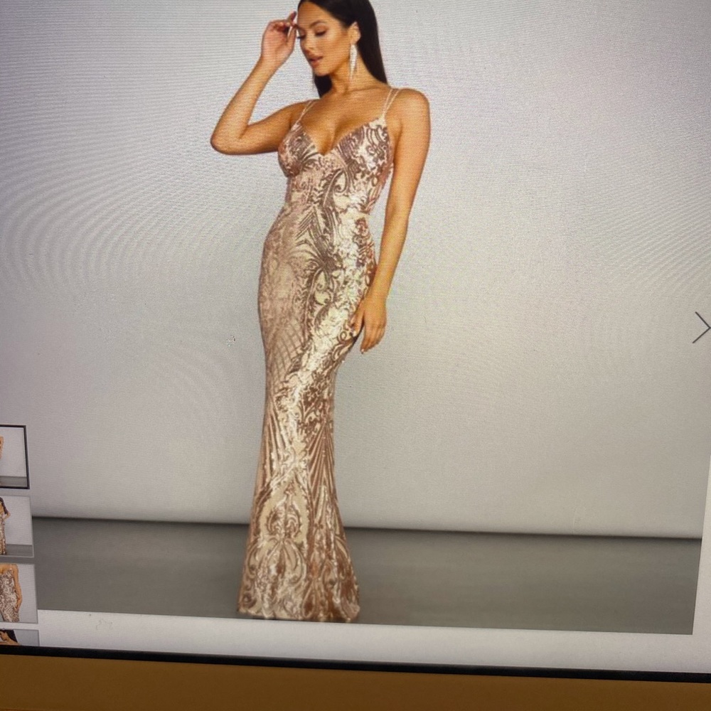 Liana Formal Sequin Scroll Mermaid Dress